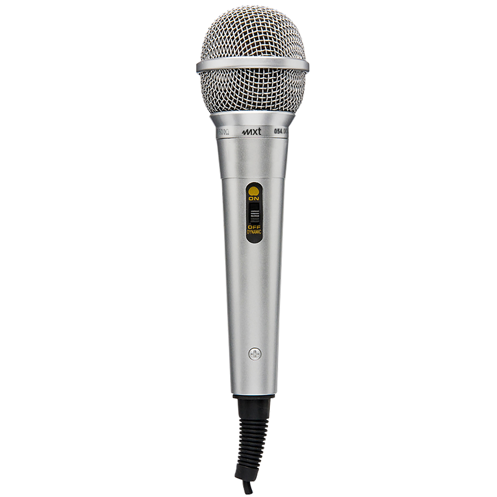 MICROFONE DINÂMICO DE PLASTICO PRATA, C/CHAVE - MOD: M-1800S