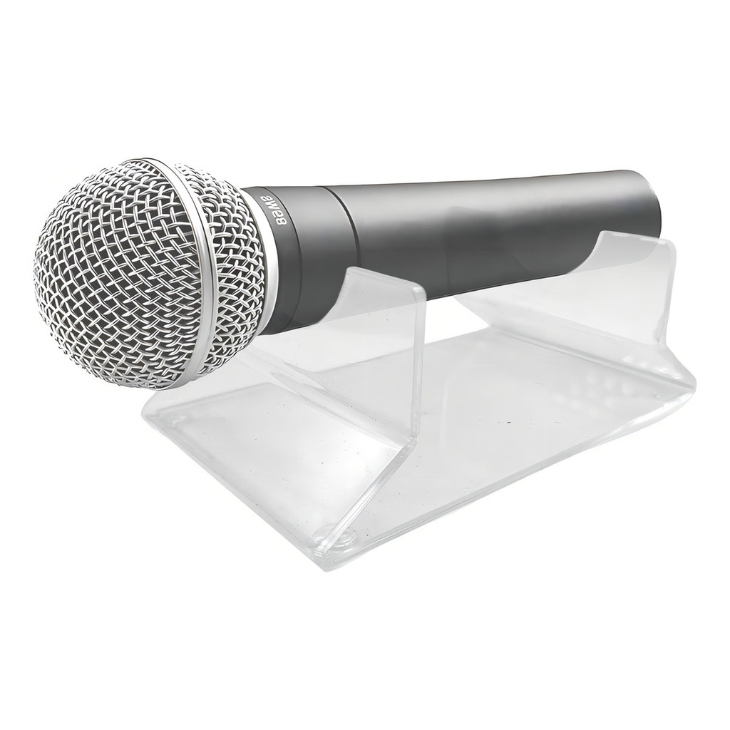 Suporte Microfone Expositor Mesa Balcão Acrílico Cristal Cor Branco