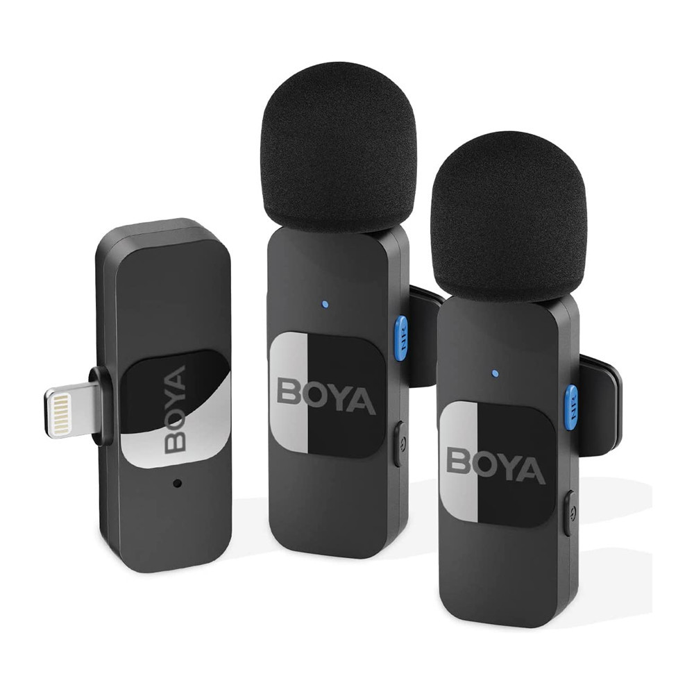 Sistema Microfone Lapela Boya By-v2 p/ Ios 2.4G Preto