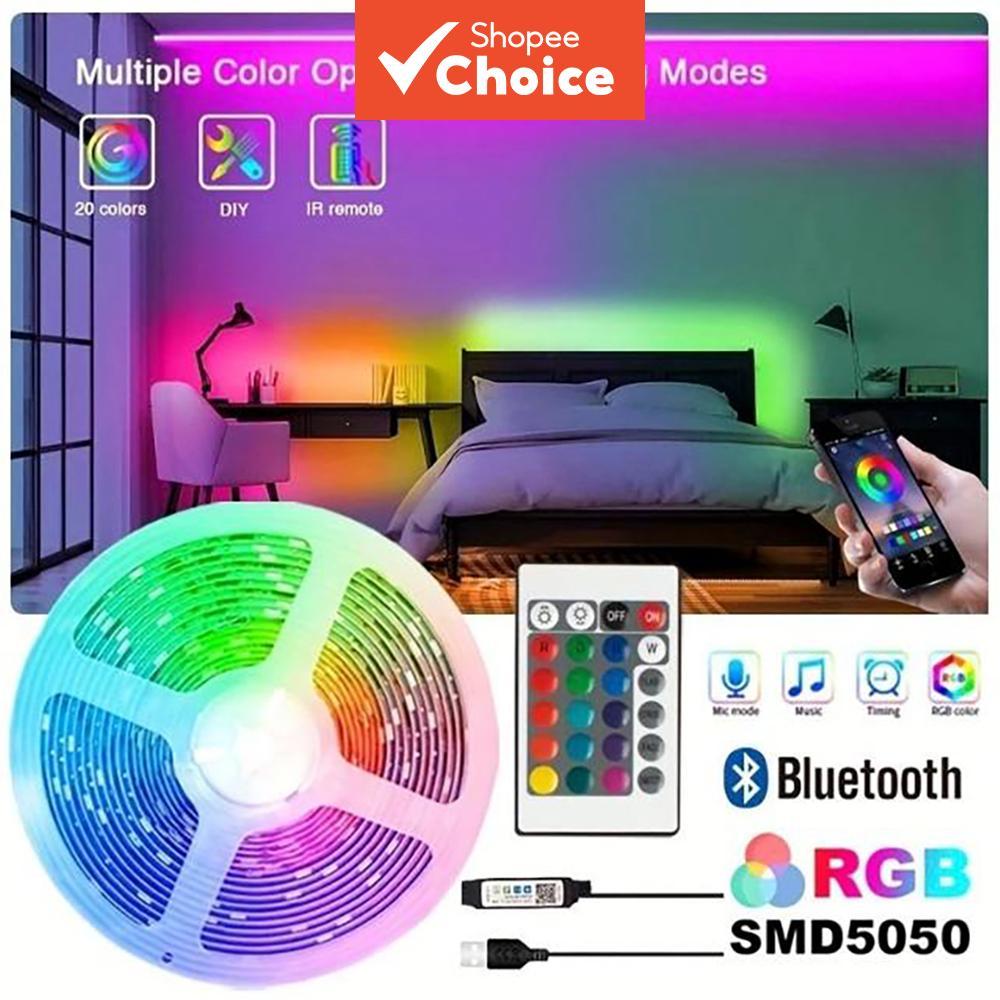 RGB LED Strip Light USB Bluetooth IR Remoto 20 Cores Sincronização De Música Timing Quarto TV Backlight Decor