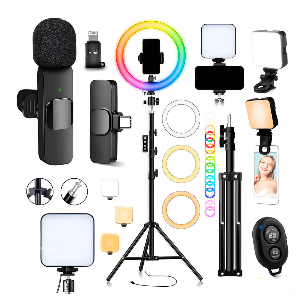 Iluminador Luz Preenchimento Ringlinght Rgb Lapela Bluetooth