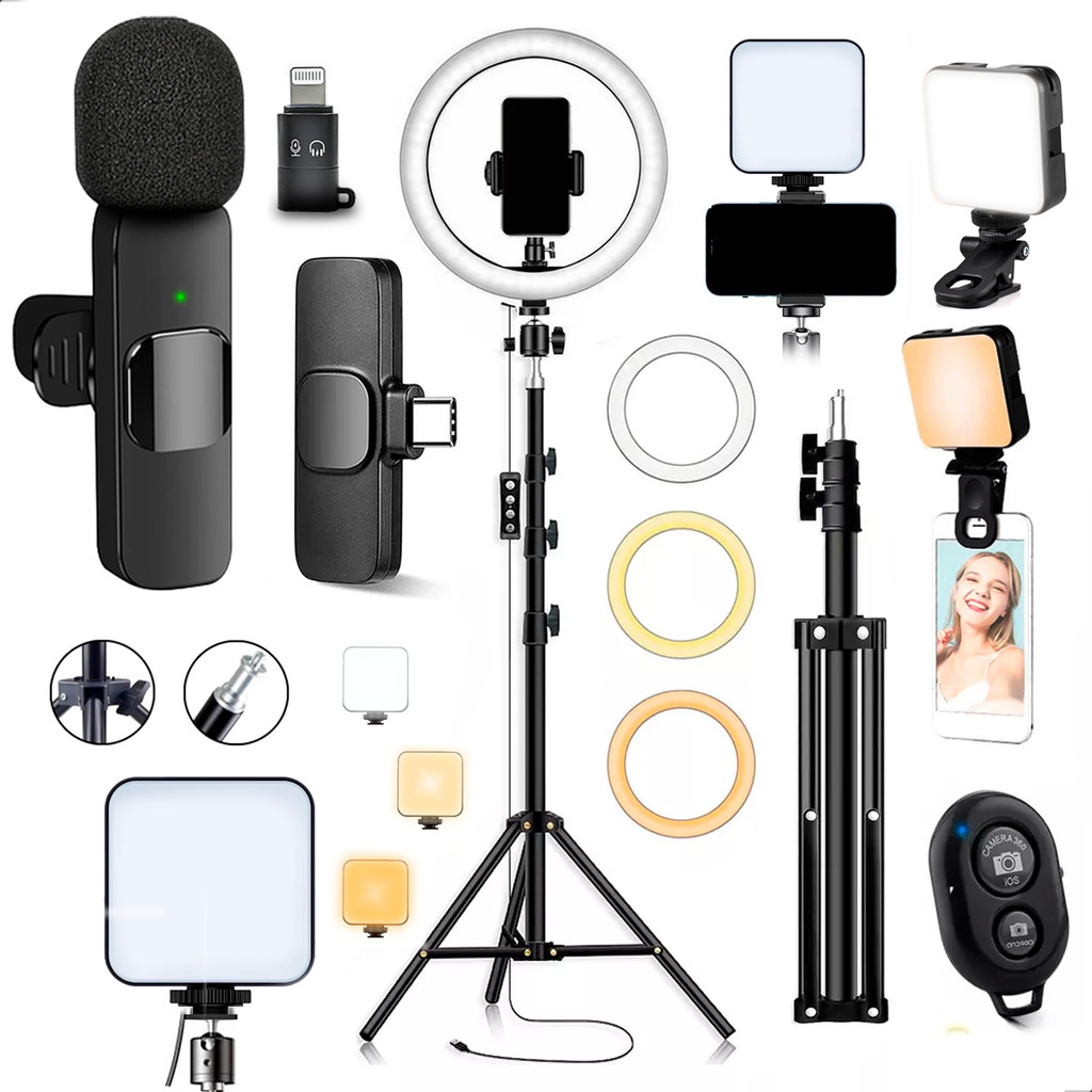Kit Luz Preenchimento Led Ringlingth Microfone Bluetooth