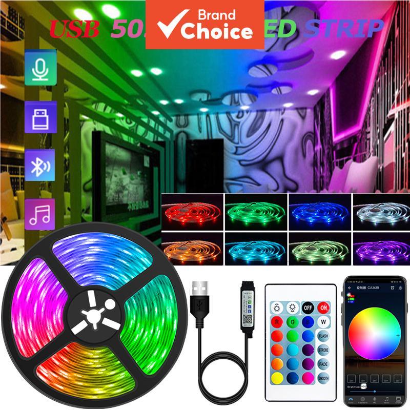 AXUS 5050 RGB USB LED Strip Light Bluetooth Flexível com Fita Adesiva para Iluminação de Fundo de TV Compatível com o