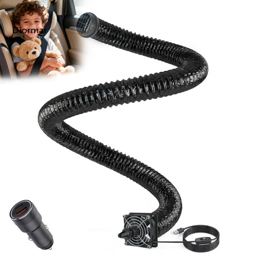 Heat-resistant Aluminum Air Duct Car Extension Portable Ventilation Hose for Back Seat with Usb Fan Adjustable Pipe for
