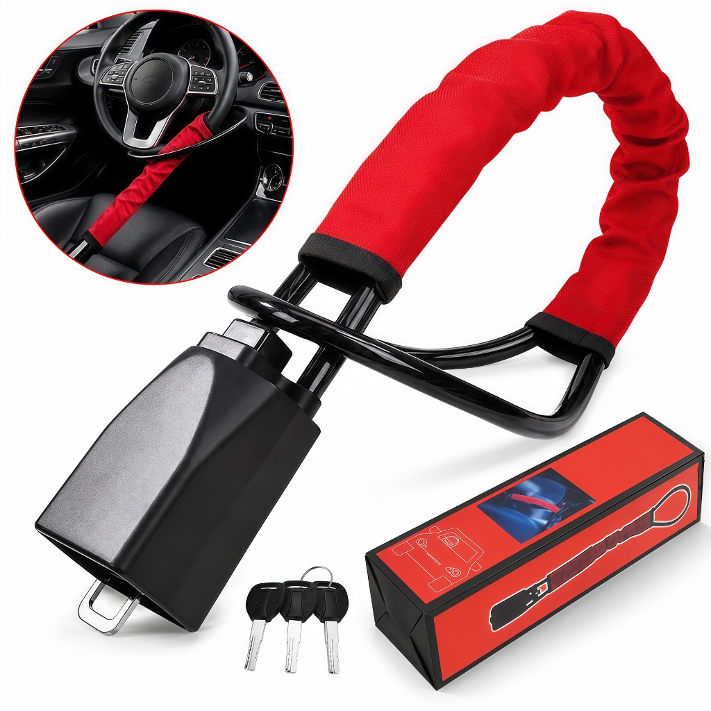 Adjustable Reinforced Anti-theft Steering Wheel Lock with 3 Keys Universal for Car