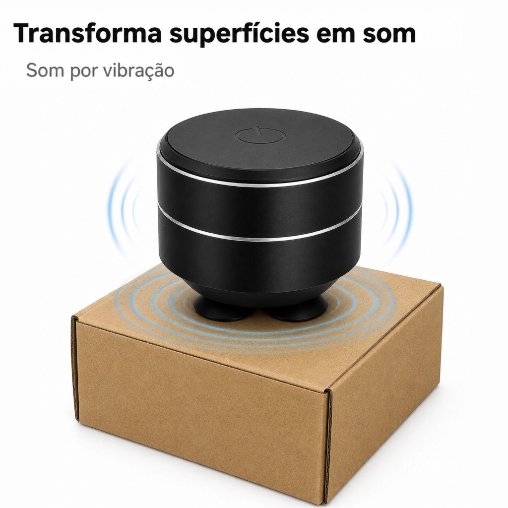 Mini Caixa de Som por Ressonância Bluetooth 5.3 TWS Portátil com Ventosas, Bateria 400mAh e Carregamento Type-C USB