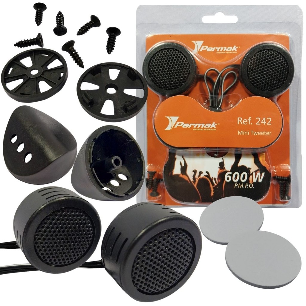MINI TWEETER DE ALTA FREQUENCIA 600W PAINEL PORTA COLUNA PAR  SOM AUTOMOTIVO RMS ALTO FALANTE 4 OHMS