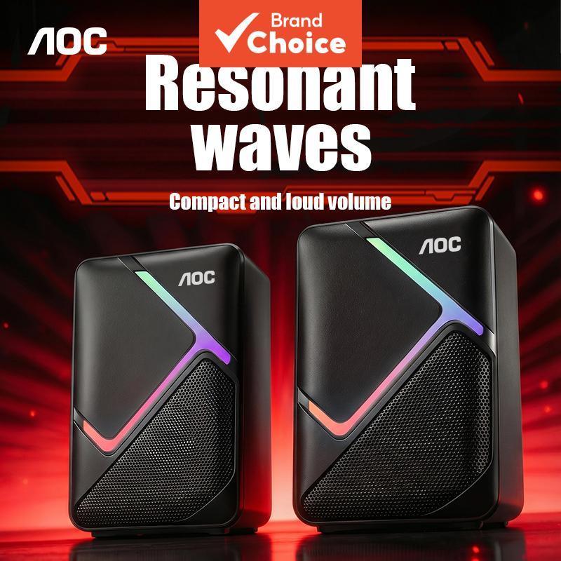AOC RGB Gaming Speakers - Driver 2.0 Polegadas & Iluminação Gradiente - Para Jogos no PC, Setup de Mesa e Áudio Imersivo