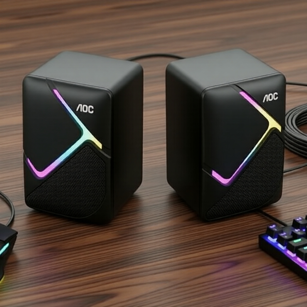 AOC 360° Som Surround Caixas de Som RGB para Jogos Drivers de Alcance Completo Magnéticos Duplos Para PC Gaming