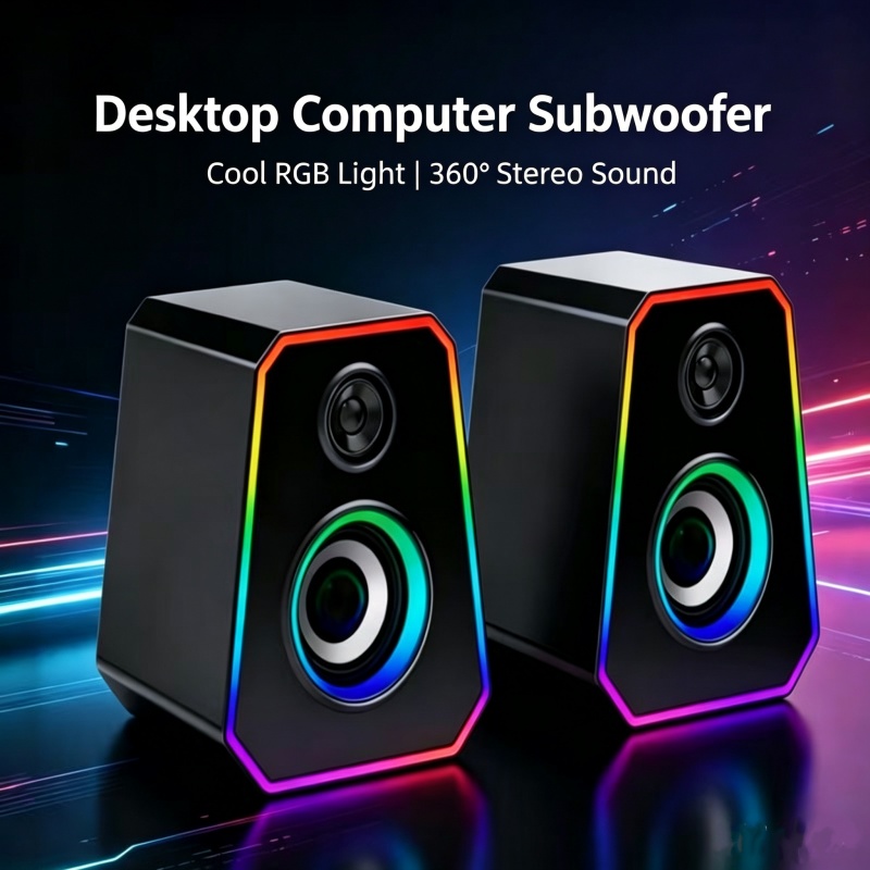 Alto-Falantes De Mesa Para Jogos SADA RGB Boombox Dual Driver Áudio De Computador Com Graves Pesados