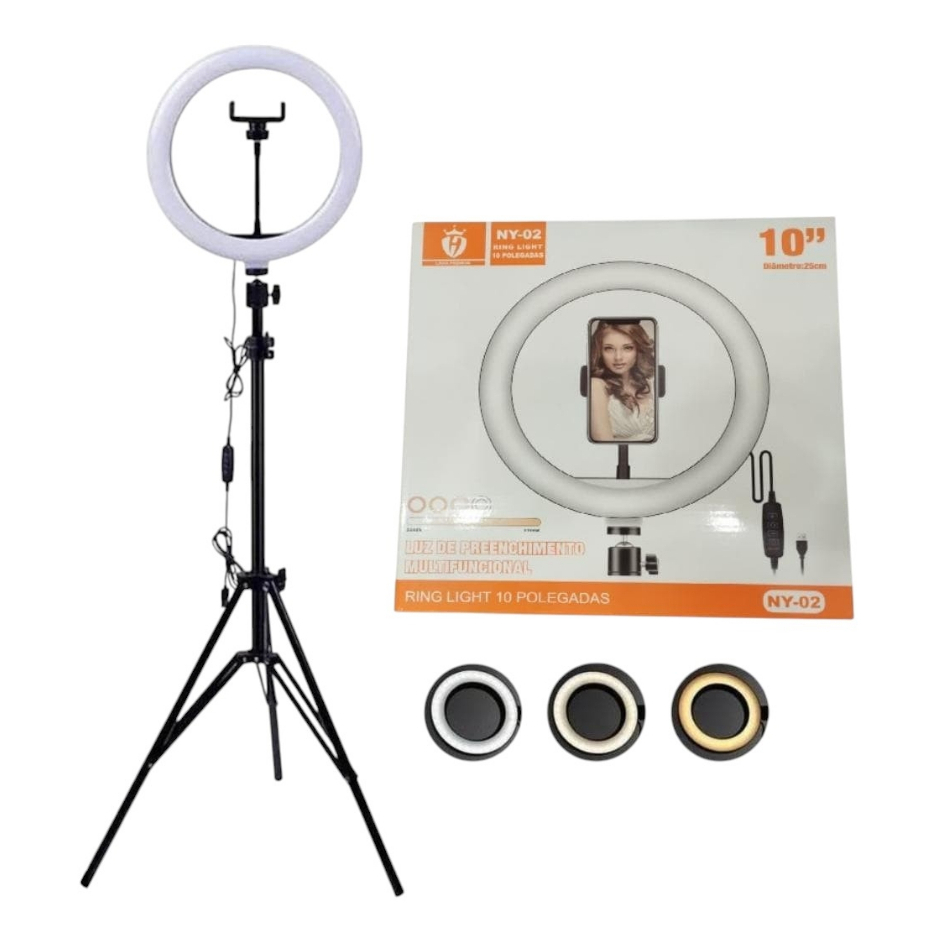 📸 RING LIGHT 10 POLEGADAS LINHA PREMIUM (NY-02) COM TRIPÉ DE 1,50M 📸
