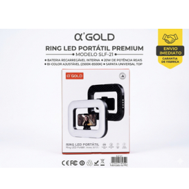 Ring Light Led Portátil Profissional A'gold Slf-21 Bateria Recarregável Bi-color 20w Premium