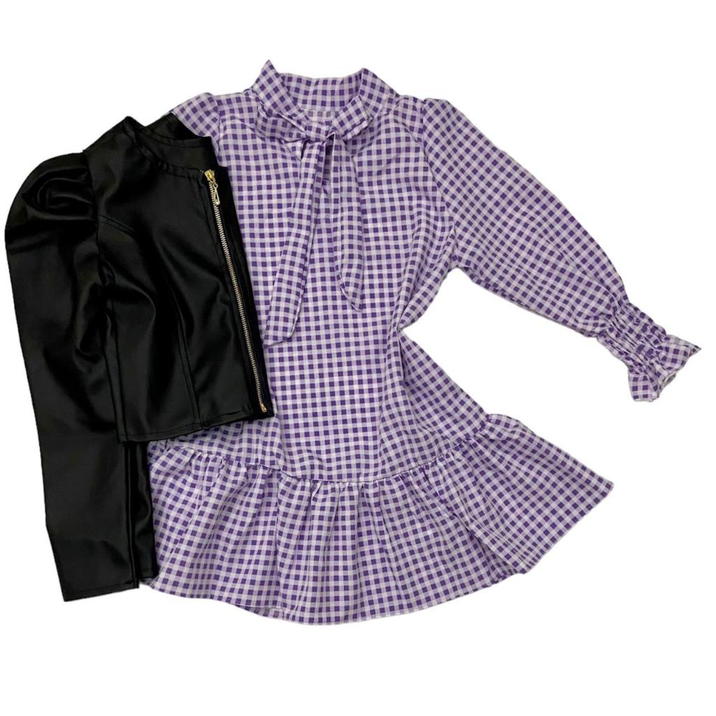 Roupa Blogueirinha Moda Casual Infantil Vestido Com Jaquetinha Inverno Mini Diva Kids
