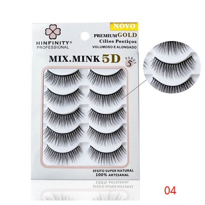 Kit 5 Pares Cílios Postiços GT04 (1 Cartela) Mink 5d Premium Gold Professional Volumosos