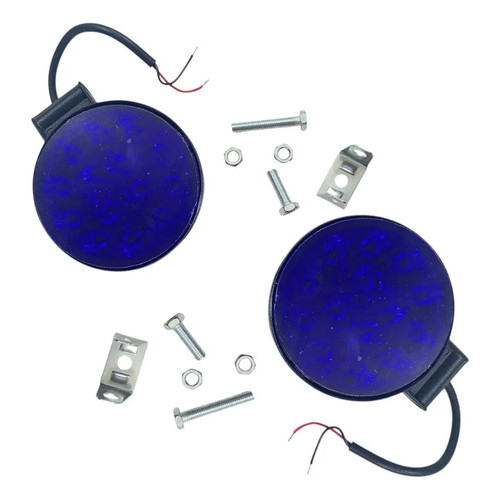 Par Farol Led Redondo 90mm 14 Leds Bivolt Universal Azul Azul