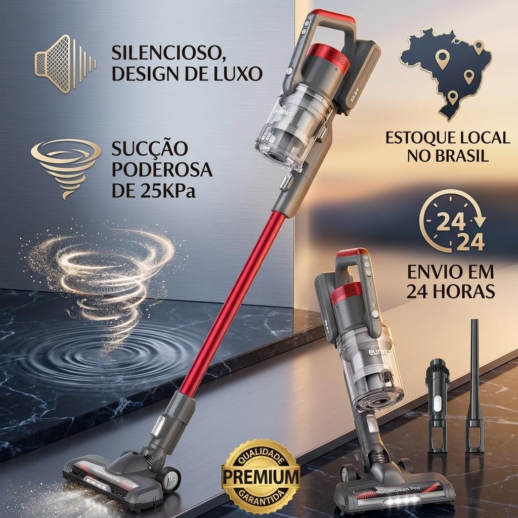 Aspirador De Pó Sem Fio Vertical V12 Cordless Vacuum Cleaner Display Digital 20000Pa