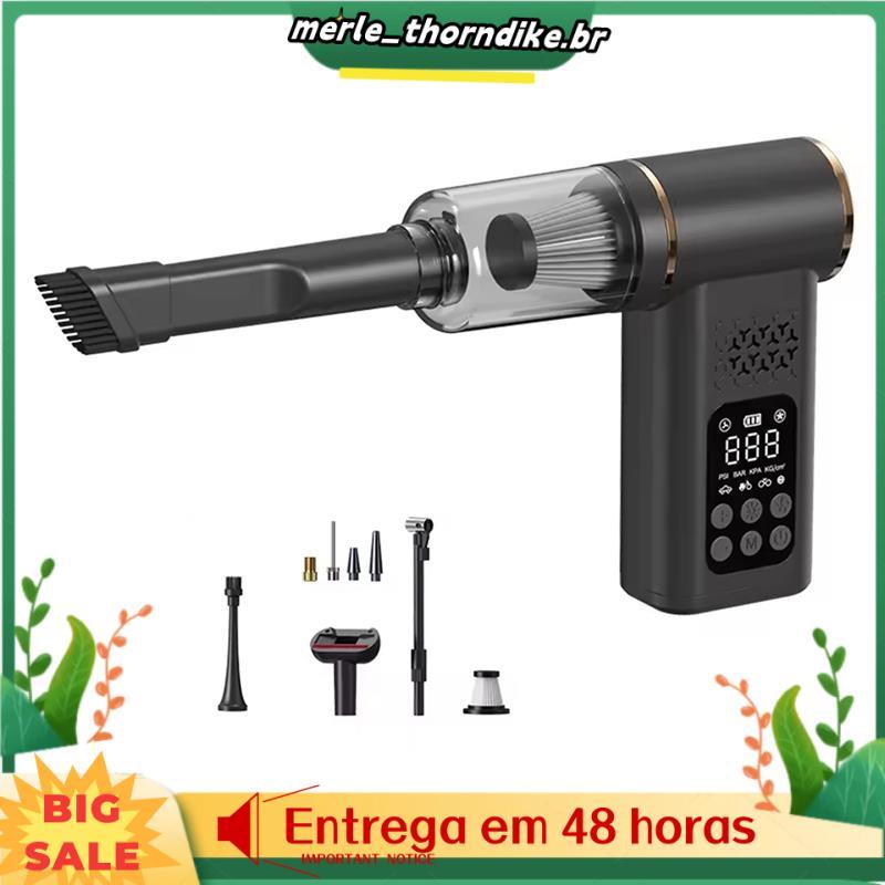 Aspirador De Pó Sem Fio Multiuso De Emergência Portátil Inflador De Pneus Para Veículos Ao Ar Livre Com Display Digital