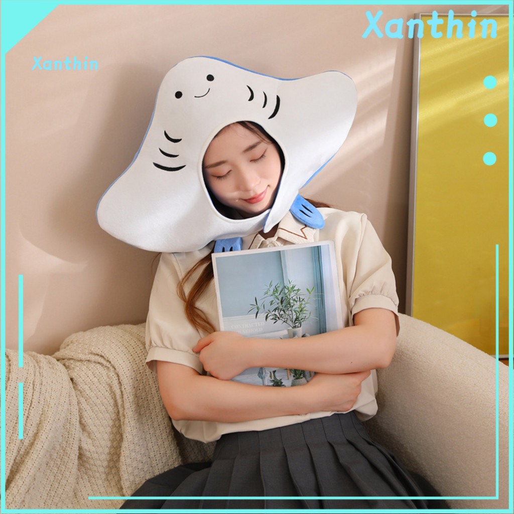 Stage Performances Cartoon Caps Fish Head Plush Hat Adjustable Cute Cosplay Costume Prop for Halloween Party Dress-up Ph