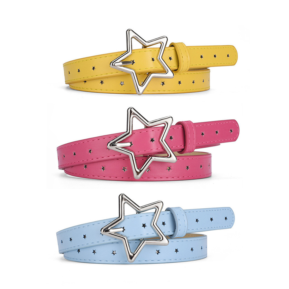 Children Star Holes Waist Strap Adjustable Alloy Buckle Dress Jeans Pant Personality Retro Leather Waistbands