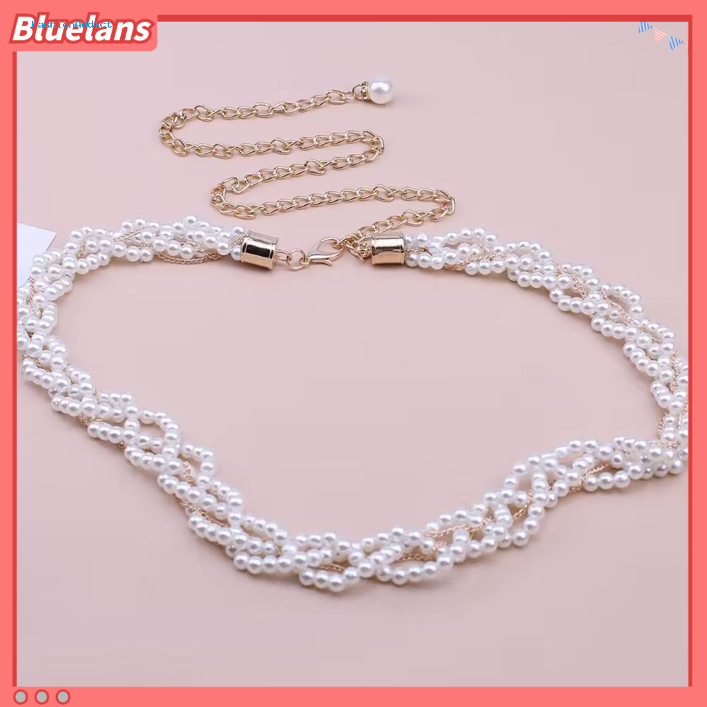 Flower-shaped Waist Chain Elegant Women's Multi-layer Pearl Belt Adjustable Length Flower Dress Accessory for Stylish Ou