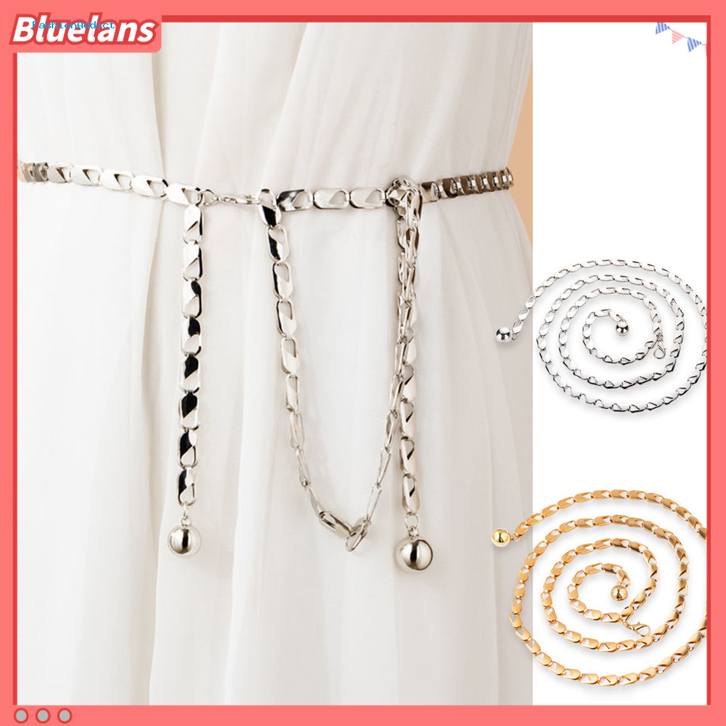Women Thin Waist Belt Geometric Chain Women’s Gold Adjustable Design Versatile Summer Dress Accessory Stylish