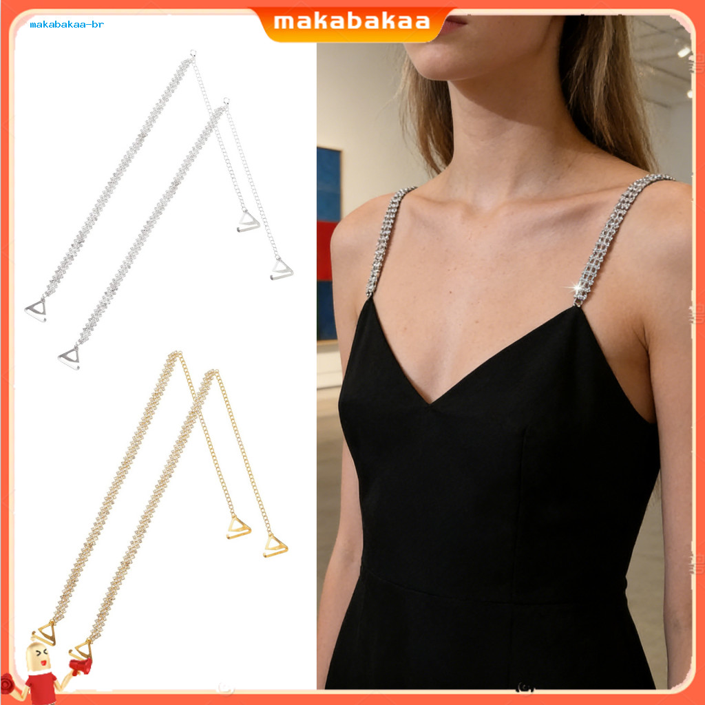 2pcs Rhinestone Bra Straps Sparkling Adjustable Shoulder Chains Decorative Underwear Accessories for Women Wedding Dress
