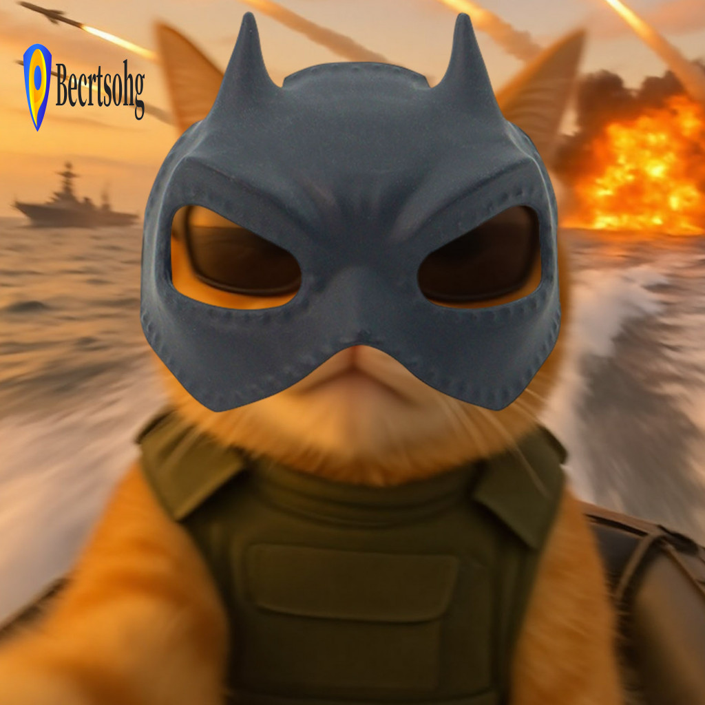 Pet Costume Accessory Bat Cat Superhero Mask with Adjustable Elastic Strap – Halloween Cosplay for Cats Fancy Dress Pa