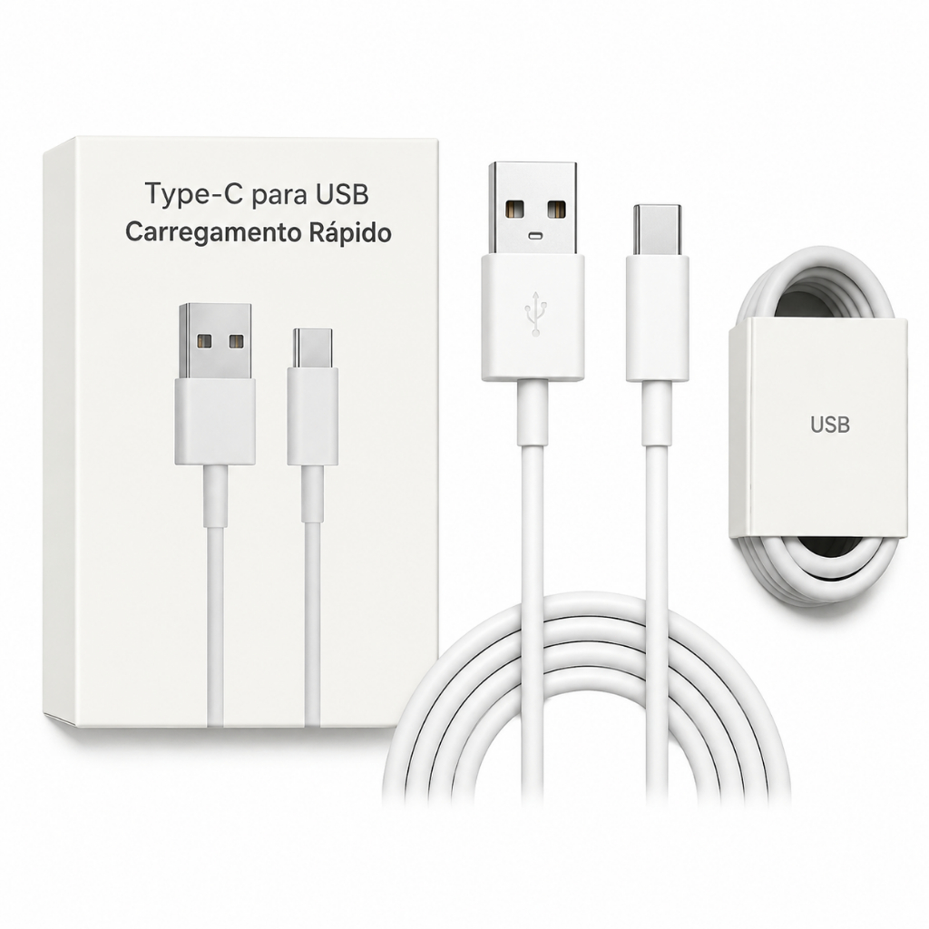 USB Type C Cable 1m Fast Charge White USB-a 3a Turbo Fast White