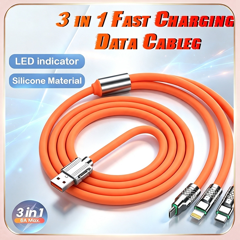 3-in-1 Super Fast Zinc Alloy Charging Cable for Micro USB Type C IOS Cables Micro USB E Tipo C-Suporta De 240