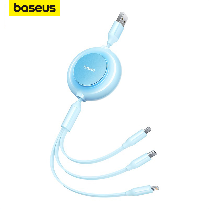 Baseus 3.5A Retractable 3 in 1 USB to M+L+C Fast Charging  Data Cable