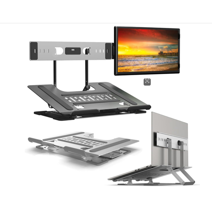 Portable and Adjustable Stand for Monitor/Laptop | Swivel Base, Foldable Design, and Customizable Structure