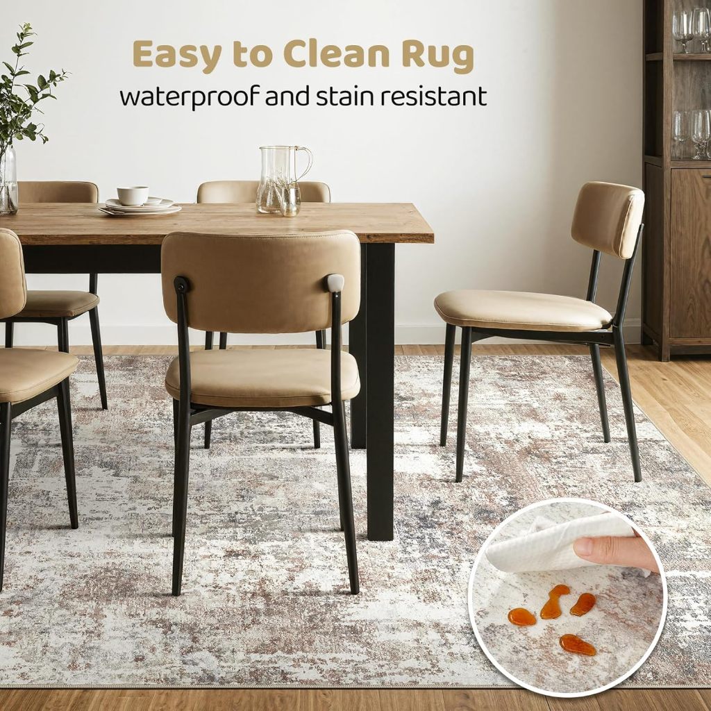 Machine Washable Vintage Rug 155x95cm Foldable Non‑Slip Thin Carpet for Living Room Bedroom Home Decor