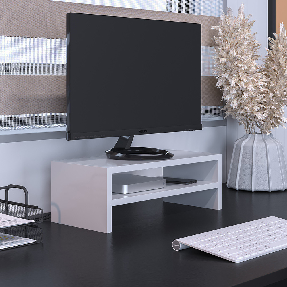 Suporte Para Monitor Stand Home Office Lap L03 Branco - Lyam Decor