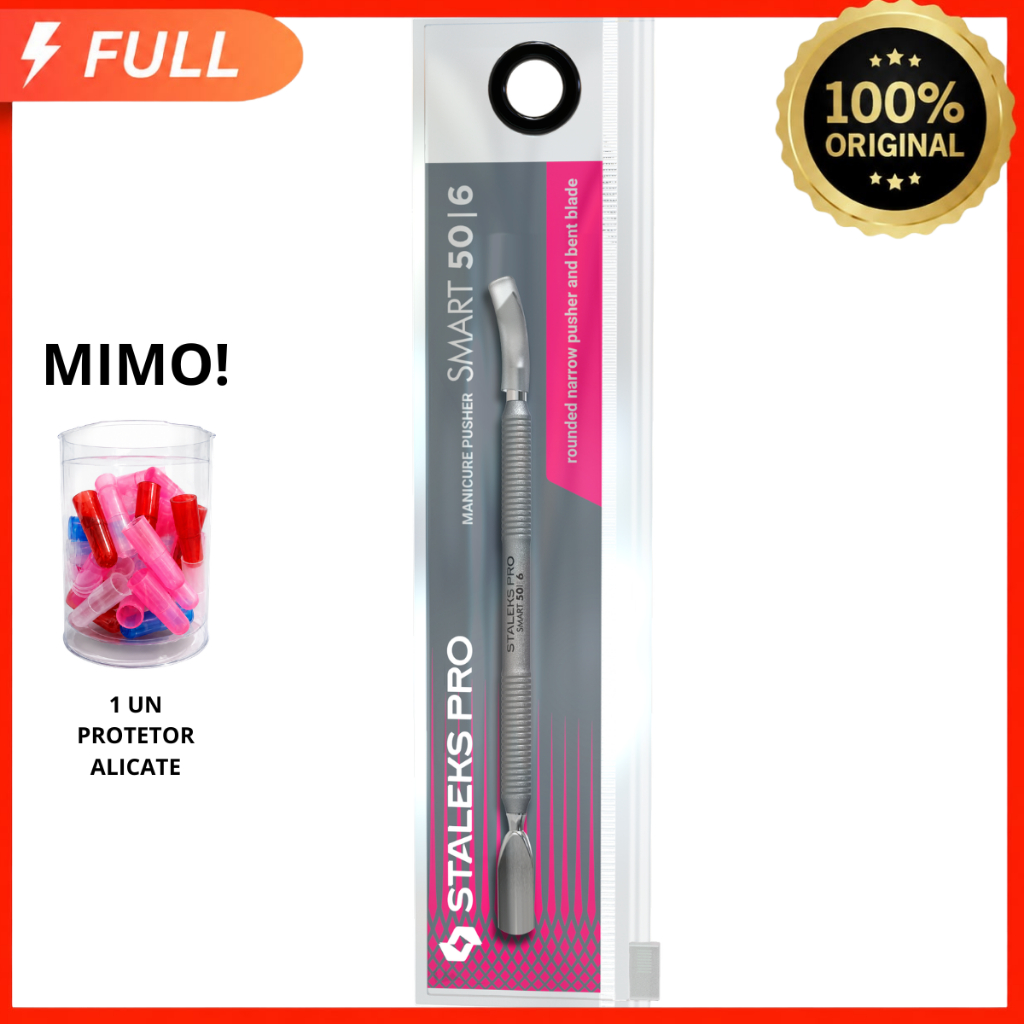 Staleks Espatula de Manicure + Empurrador Arredondado e Removedor 50-6 Serie Smart 50 Aço Inox
