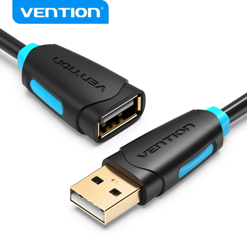 Vention 480Mbps USB A Extension Cord - Gold-Plated Connectors 2A Current Flexible PVC Build for PC Peripherals