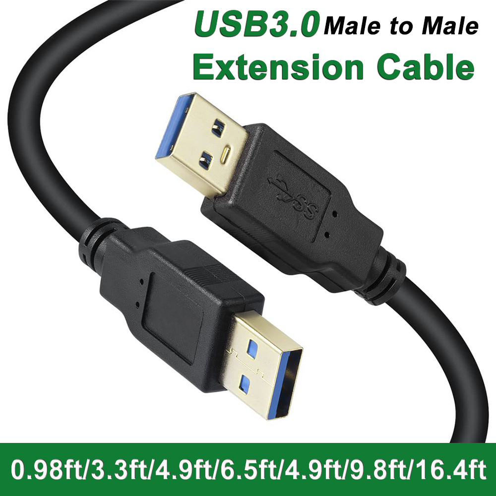 USB3.0 Male-Male Extension Cord High Data Transmission Rate for Laptop PC External SSD Scanner
