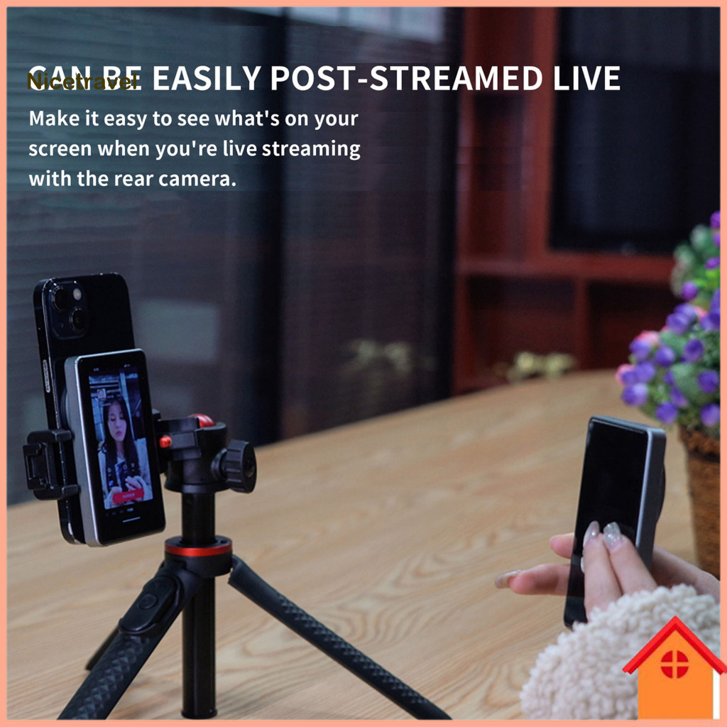 Hands-free Recording Screen Projector Stable Viewing Angles Wireless Vlog Selfie Monitor for Phone with Adjustable for L