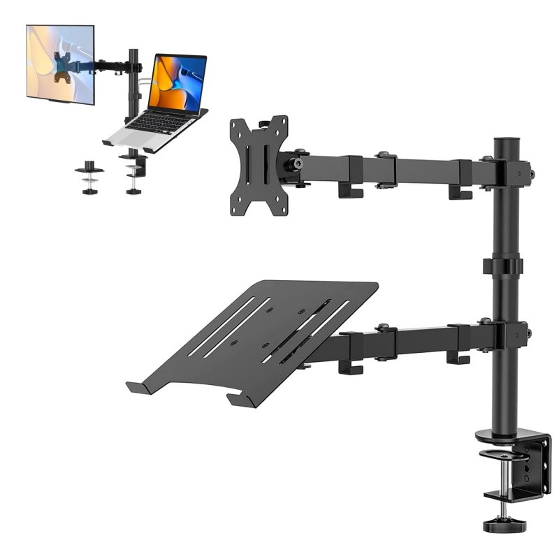 Adjustable Tabletop Articulated Dual Monitor Notebook Stand 14 to 28 Inches uporta até 10kg