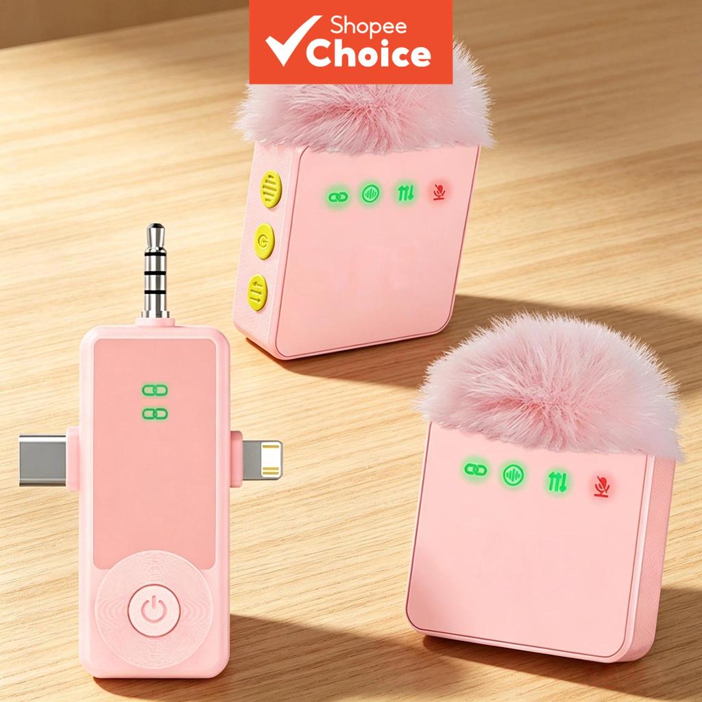 Microfone de Lapela Duplo Wireless Redução Inteligente de Ruído Plug Play Baixa Latência com Tela de Exibição Para