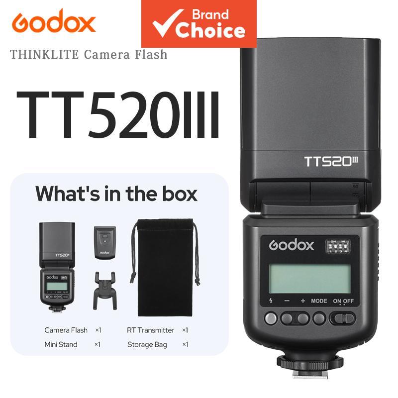 Godox TT520III Flash Externo para Câmera | Flash Universal para Canon/Sony/Nikon/Fujifilm | GN33 433MHz Wireless com