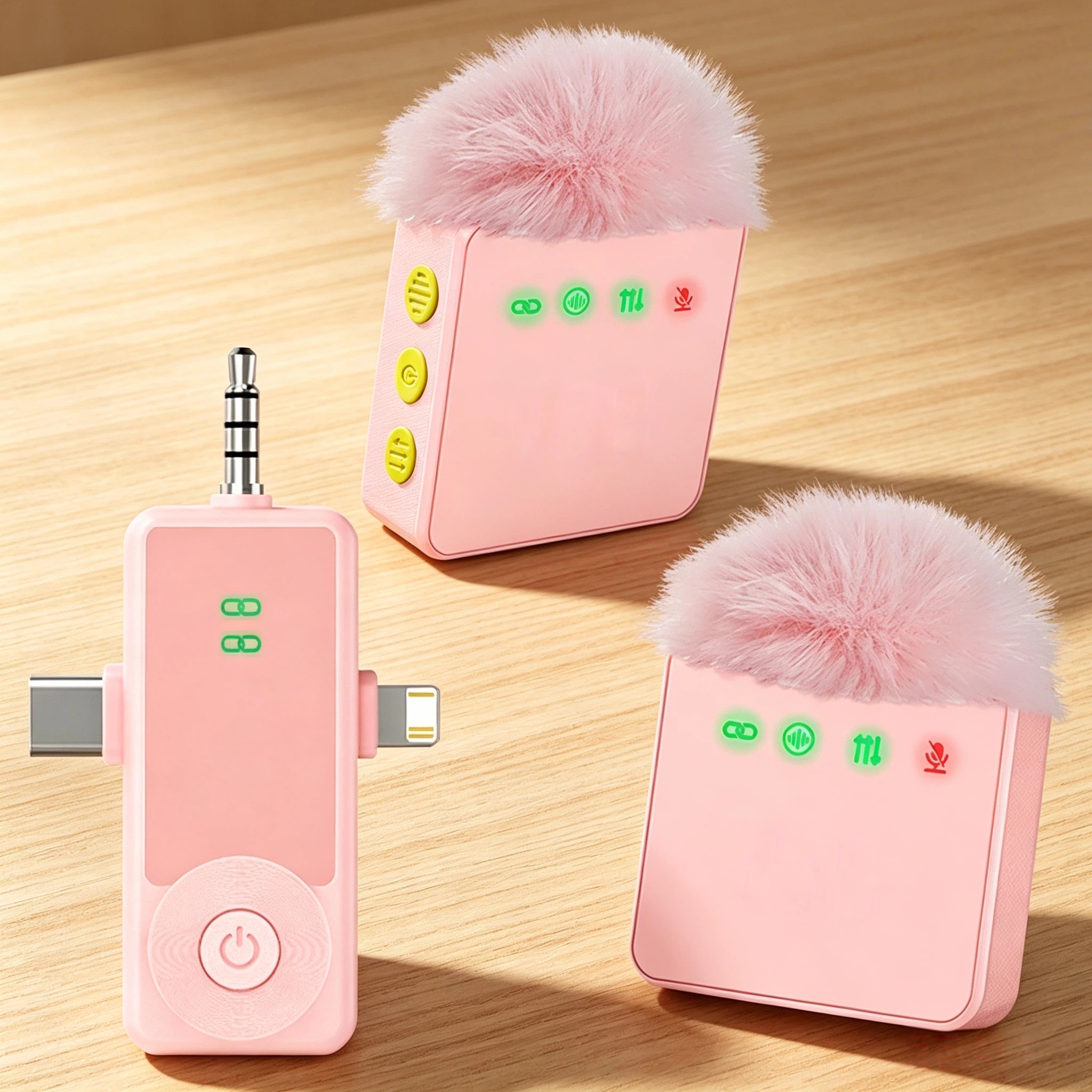 Microfone de Lapela Duplo Wireless com Redução Inteligente de Ruído, Plug & Play, Baixo Atraso e Tela de Exibição -