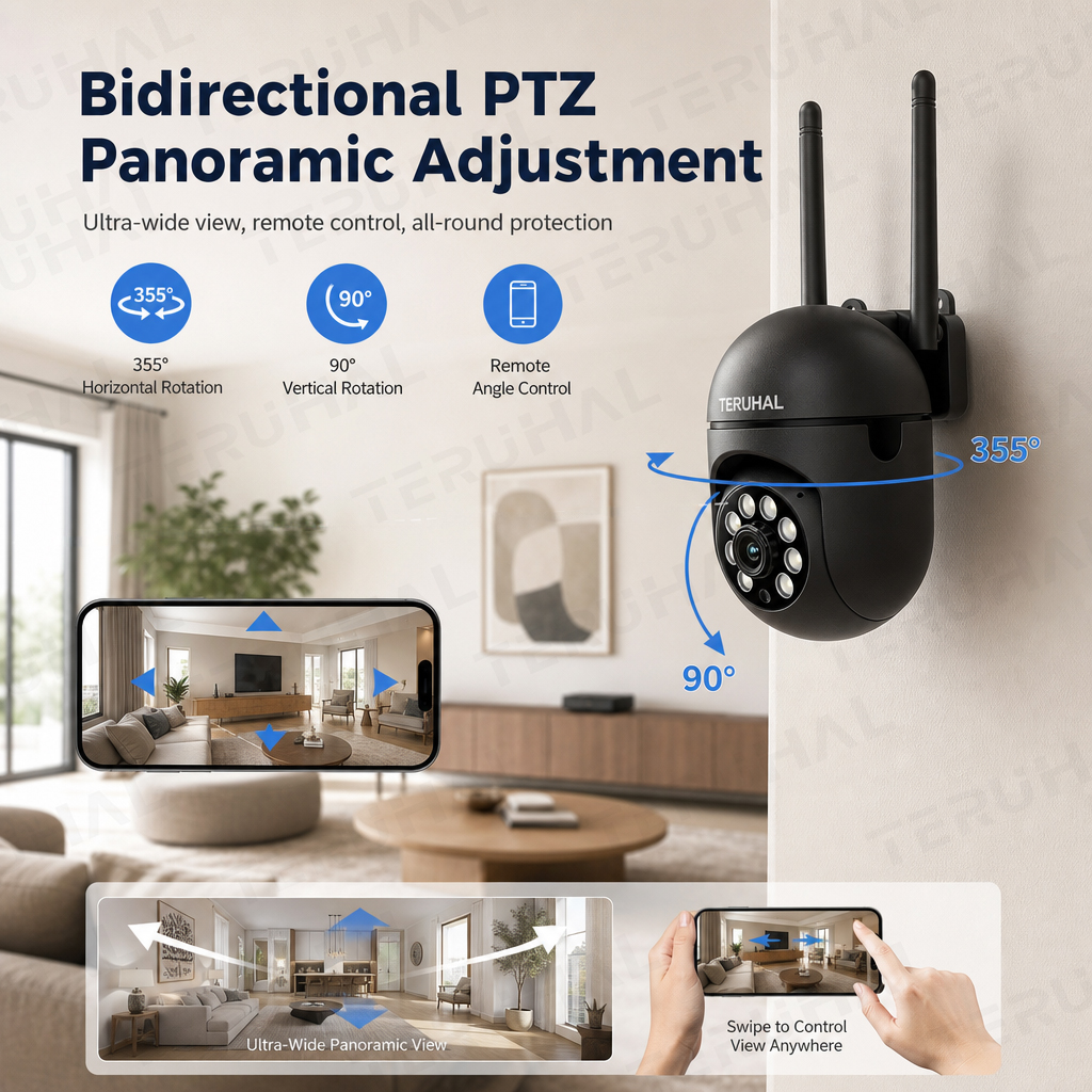 Câmera de segurança à prova d'água wireless HD WiFi 2.4, com visão noturna, detecção de movimento, comunicação de voz