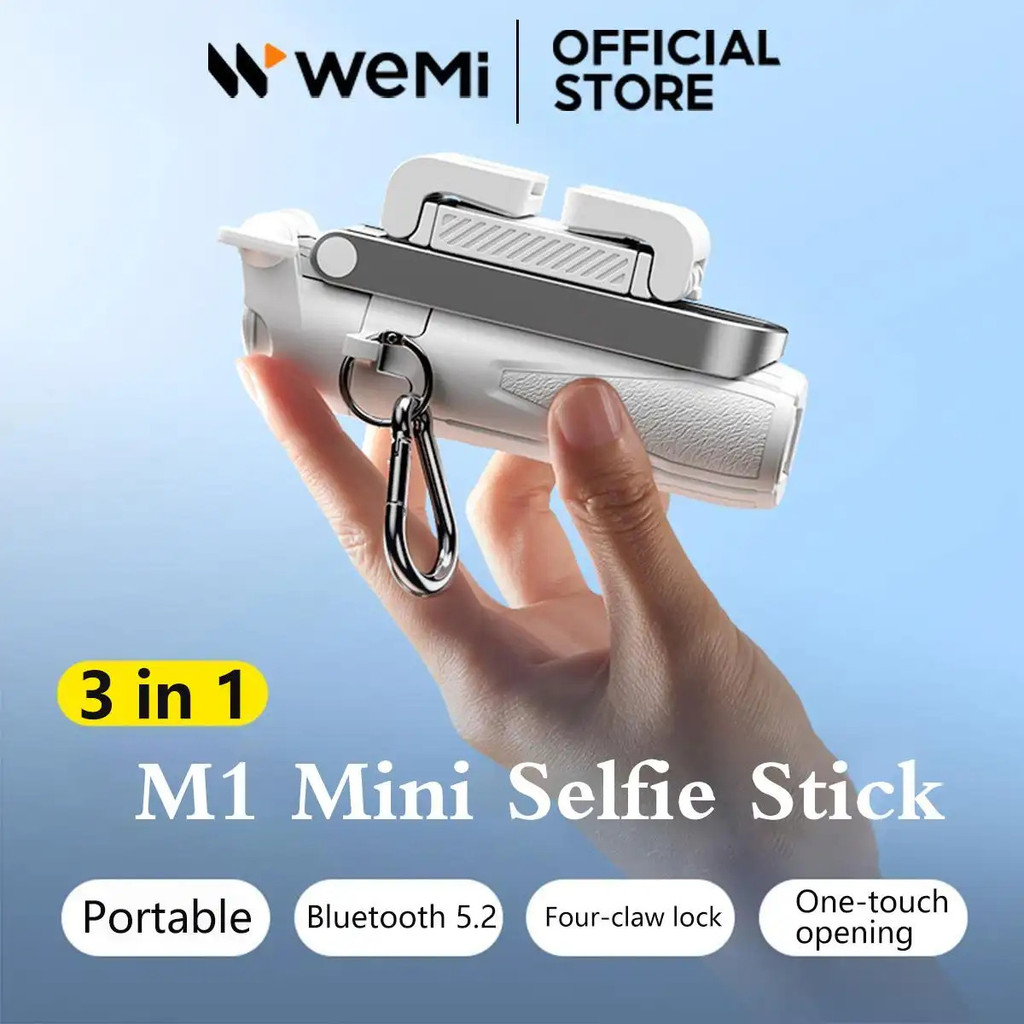 WEMI Mini Selfie Stick Tripod 3in1 Selfie Stick Portable Grip Phone Tripod with Wireless Bluetooth Remote for Phone