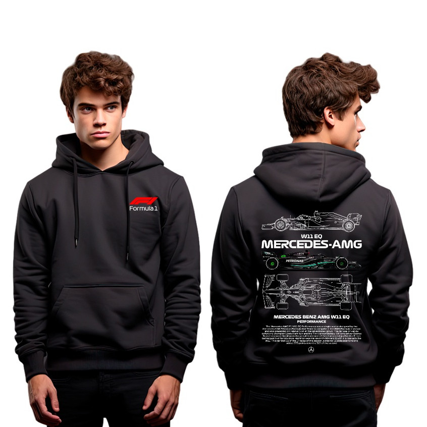 Moletom Canguru Unisex Mercedes Amg Petronas Fórmula 1 Lançamento