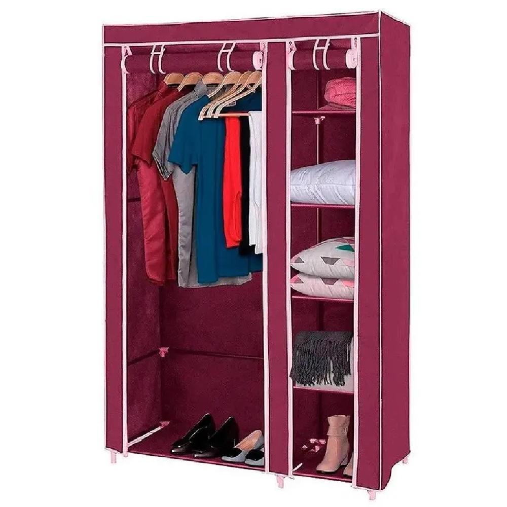 GUARDA ROUPA ARMARIO PORTATIL 5 NIVEIS SUPORTE CABIDEIRO PARA ROUPAS CASACO SAPATOS BRINQUEDOS VERMELHO