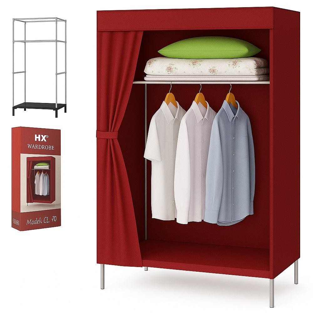 ORGANIZADOR GUARDA ROUPA PORTATIL CABIDEIRO ARARA ARMARIO COMPACTO MULTIUSO QUARTO CLOSET CAMPING VERMELHO