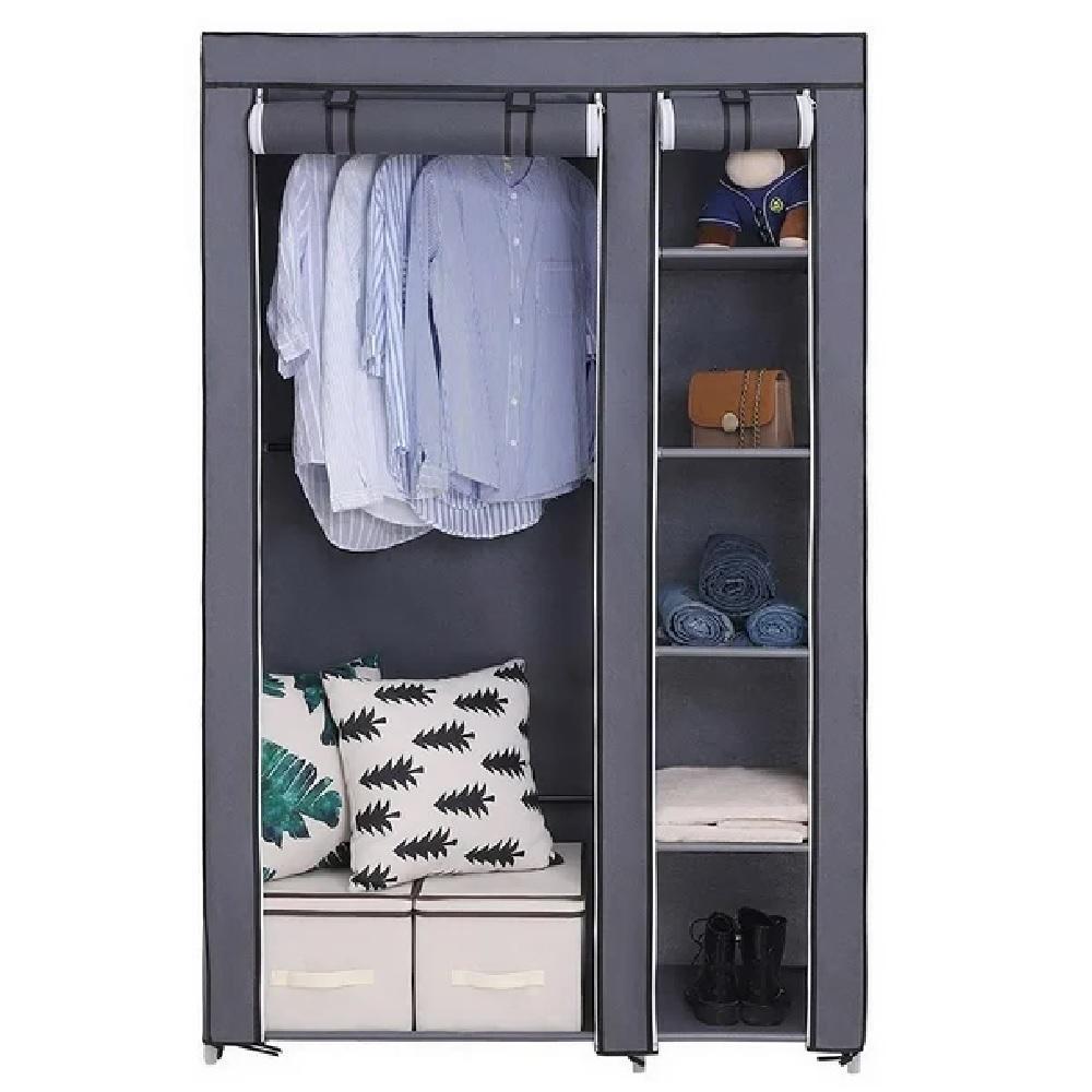 ARMARIO PORTATIL MULTIUSO GUARDA ROUPA CABIDEIRO ORGANIZADOR QUARTO CLOSET CASA PRAIA LUXO CINZA