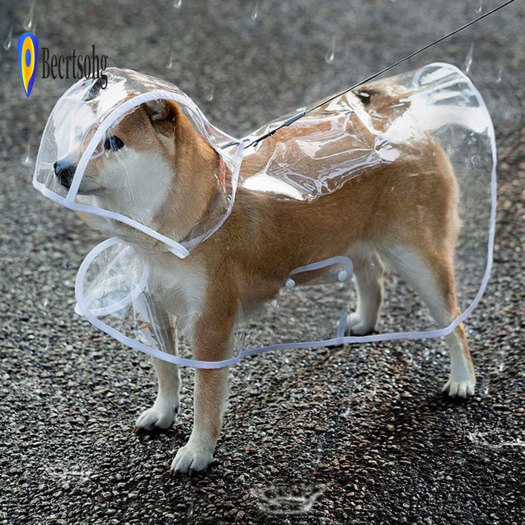 Portable Pet Raincoat Transparent Jacket Waterproof with Hood – Lightweight Fashionable Rain for Small Medium Dogs and