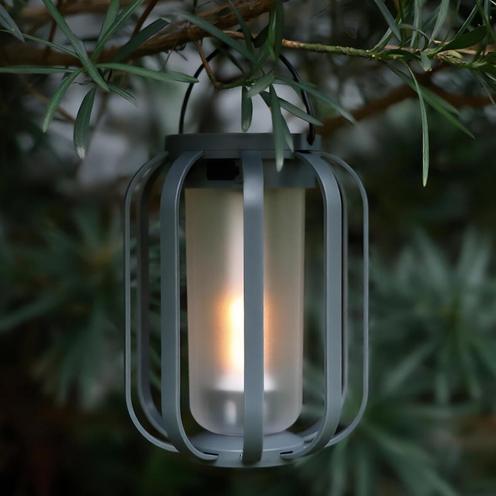 Solar Lanterns Outdoor Waterproof Garden Decor, Flickering Flame Hanging Solar Lights with Tripod Decoration Outside for