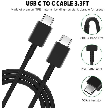 Cabo de Carregamento e Dados Turbo Compatível Para Smartphone USB-C x USB-C 1 Metro – USBCC1MP
